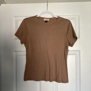 Fitted tan / brown cotton t-shirt